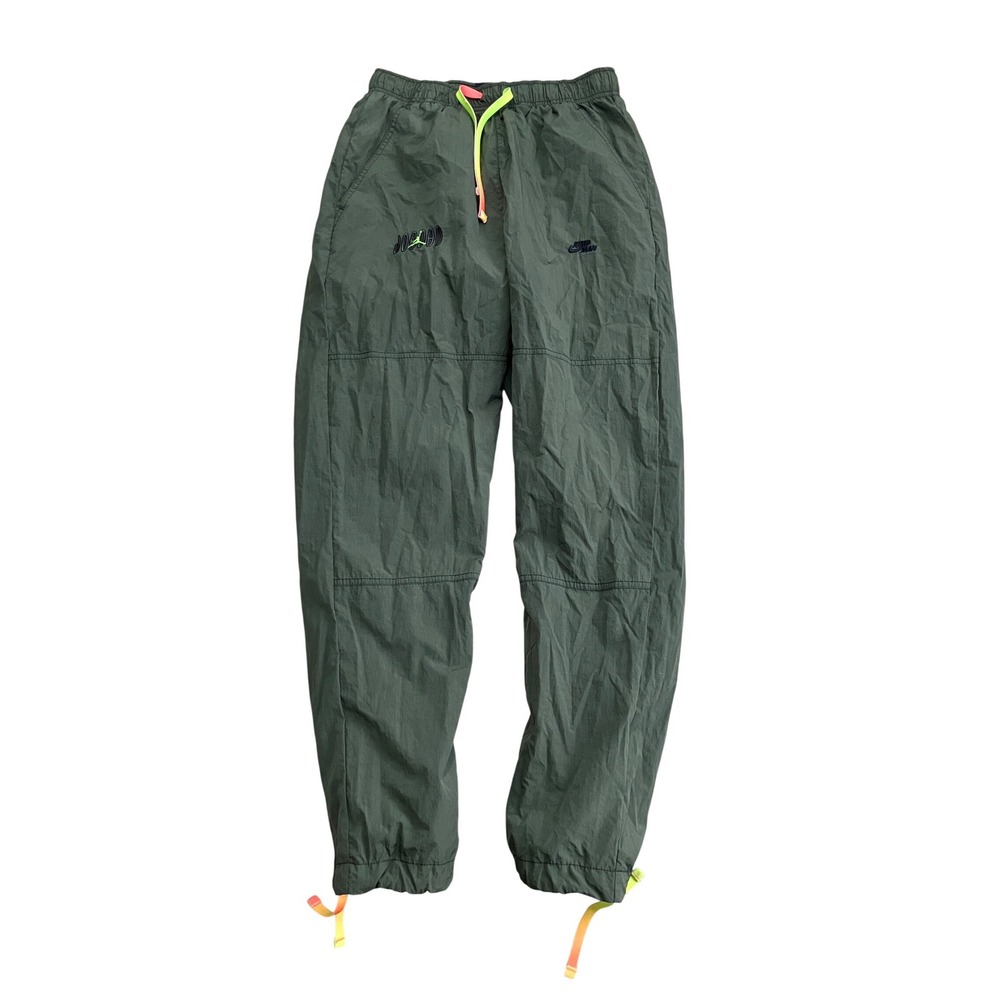 Jordan Brand Olive Green Nylon Track Pants Joggers Drawstring Ankle S